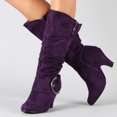 thumbnail image 2 of B91xZ Riding Boots Women Fur-lined Low Hidden Wedge Boots,Purple 8, 2 of 4