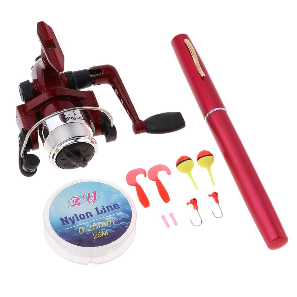 Shape Fishing Rod Small Reel for Travel Boat Fishing Red