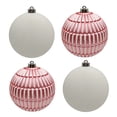 thumbnail image 1 of Holiday Time 4-Count Pink and White Shatterproof Textured Christmas Ornaments, 150MM, 1 of 4