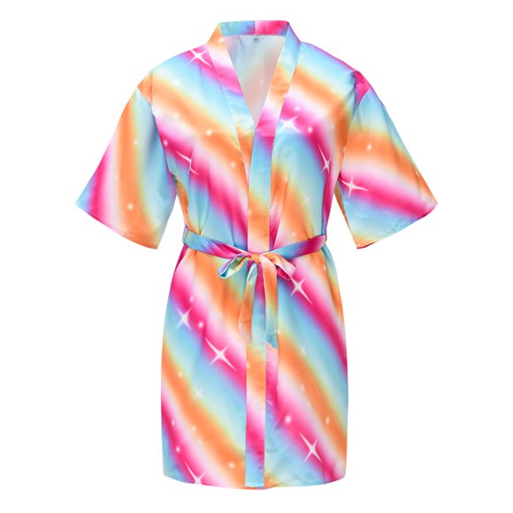 Children Baby Kid Girl Print Summer Kimono Robes Bathrobe Sleepwear Clothes Coat