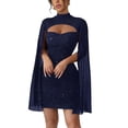 thumbnail image 1 of huilin Robe Cape en Chiffon Perlé Côtelée à Col Rond pour Femmes, Robe Enveloppante à Manches Longues pour Usage Quotidien, Fête, Rendez-Vous, Tenue de Luxe, 1 of 5