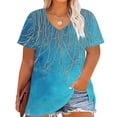 thumbnail image 2 of Virmaxy Chemise de Base à Manches Courtes Col en V pour Femmes Grande Taille Multicolore-17 XXXXL, 2 of 5