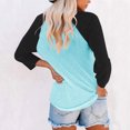 thumbnail image 3 of Plebaso T-Shirts à Manches 3/4 pour Femmes Col Rond Hauts à Blocs de Couleur Décontractés Amples T-Shirts Blouses pour Femmes, 3 of 3
