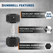 60 LB-100 LB Hex Dumbbells Set, 5-30 LB PVC Hex Dumbbell Weights Set for Strength Training, Exercise & Fitness Dumbbells, 60 LBS (5x2+10x2+15x2), 100 LBS (20x2+30x2), Black