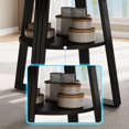 thumbnail image 3 of Round Dining Table for 4-6, 47.2 in Farmhouse Kitchen Table with Storage, Circle Dinner Tables for Kitchen, Dining Room, Living Room, Meeting Room, Apartment, Black (Only Table), 3 of 8