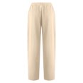 thumbnail image 4 of RKSTN Womns Pants Casual Solid Color Pockets Buttons Elastic Waist Comfortable Straight Pants Lightweight Soft Workout Pants, 4 of 5