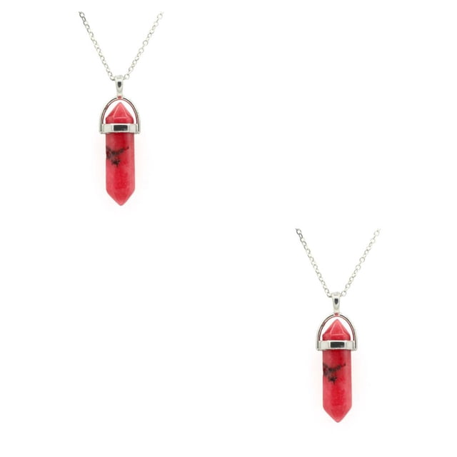 QualitChoice Hexagon Column Charm Exquisite Women Men Making Findings Handmade Anniversary Hanging Pendants Colorful Crystal Red 2Set