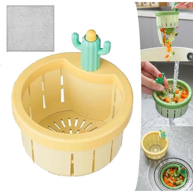 Cactus Kitchen Sink Strainer Press Automatic Dumping Basket Multi-Functional Home Use Cactus Sink Draining Basket Filter Net Lifting Basket Kitchen Waste