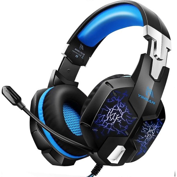 PS4 Gaming Headset, Xbox One Gaming Headset with Adjustable Noise Canceling Microphone, Gaming Headset with RGB LED Bass Stereo Lamp(Black)