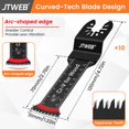 thumbnail image 4 of JTWEB Japanese Tooth Oscillating Tool Blade Wood, 10PCS Arc-Shaped Edge Extra Long Reach Oscillating Saw Blades, Multitool Blades Clean Cut for Wood, Plastic, Multi Tool Blades Kits, 4 of 5