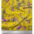 thumbnail image 1 of Soimoi Yellow Poly Georgette Fabric Insects,Rose & Leaves Decor Fabric Printed Yard 52 Inch Wide, 1 of 3