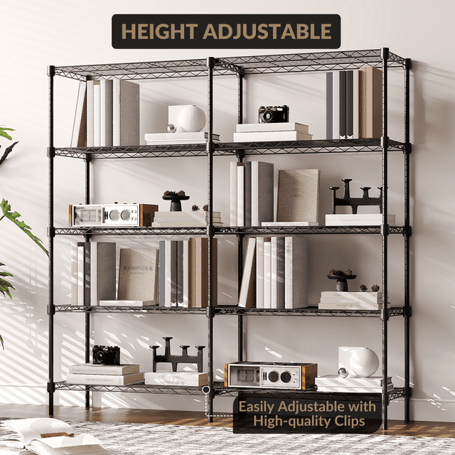 GloryStar Heavy Duty 5-Tier Storage Rack, Adjustable Metal Shelving Unit, 150 x 35 x 150 cm, 450kg Capacity, Easy Assembly for Garage, Warehouse, Kitchen