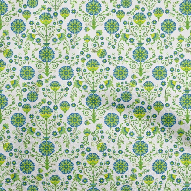 oneOone Cotton Flex Green Fabric Florals Sewing Craft Projects Fabric Prints By Yard 40 Inch Wide