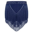 thumbnail image 4 of renvena Jupe de Danse Performance Salsa Rumba à Franges pour Filles Enfants, Bleu Marine 6, 4 of 7