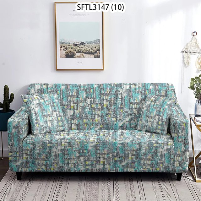 Housse de Sofa Réglable en Encre Abstraite Colorée 2024 Rayures Carreaux et Housses Housses de Sofa Rétro Ensemble Housse de Sofa Extensible