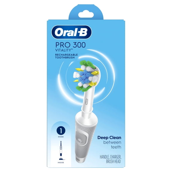 Oral-B Pro 300 Floss Action Vitality Electric Toothbrush with Brush Head, Rechargeable, White
