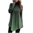 thumbnail image 1 of Birdeem Women Temperament Solid Color Long Sleeved Round Neck Irregular Long Sleeved T-Shirt, 1 of 1