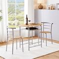 thumbnail image 3 of FullFurnique Ensemble de salle à Manger Rond Moderne 3 Pièces avec Table et 2 Chaises Pieds en Acier, Naturel, 3 of 9