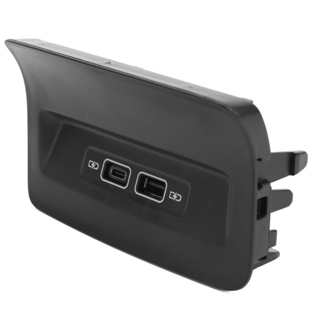 Panel Dual USB Car Socket Power Outlet, Akozon 5QD035726L Black Plastic 12V-24V Quick Car Female Dual USB Car Socket Power