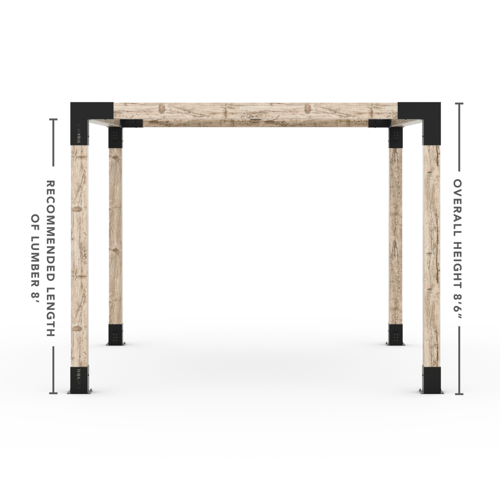 Toja 8' X 12' Pergola Kit With Shade Sail For 6X6 Wood Posts