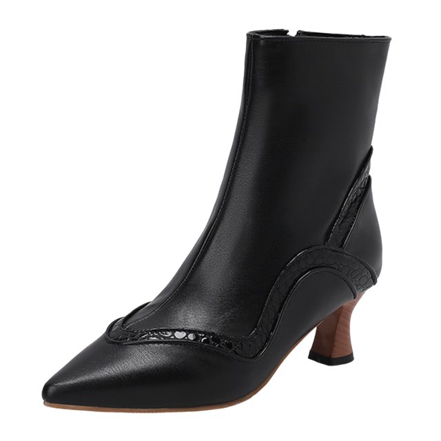 B91xZ Bottines pour Femmes Talon Bas Épais Bottines à Talon Bas pour Femmes, Noir 8