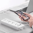 thumbnail image 1 of White Smart Power Strip with 3 AC Outlets and 3 USB Ports, 6.6 Ft Extension Cable, Fast Charging Adapter for Home and Office Use, 1 of 9