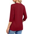 thumbnail image 4 of Amzcrzy Hauts pour Femmes Mode Manches 3/4 Hauts d'Été pour Femmes Couleur Unie Col Rond Hauts de Sortie Hauts Décontractés Confortables Hauts de Printemps T-Shirts, 4 of 8