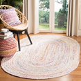 thumbnail image 2 of Safavieh Tressed Collection BRD210B Fait à la Main Boho Réversible Coton Zone Tapis, 5' x 8' Ovale, Ivoire / Multi, 2 of 5
