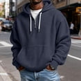 thumbnail image 3 of Yuyuzo Mens Hoodies Quarter Zip Drawstring Long Sleeve Shirts Casual Textured Loose Sweatshirts Pullover with Pockets, 3 of 5