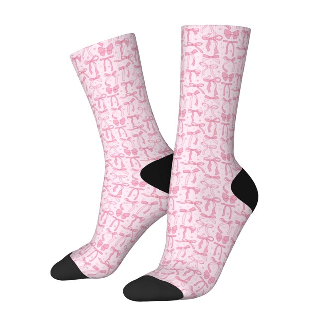 Lsque Ribbon Bow Printed Men's Crew Socks, Soft Durable Breathable Moisture-Wicking with Odor Control Cotton socks