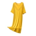 thumbnail image 1 of Timegard Womens Sleepwear Round Neck Ruffle Short Sleeve Solid Color Homewear Casual Loose Comfy Pjs Dress, 1 of 3