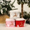 thumbnail image 4 of Christmas Holiday Burlap Ribbon Glitter Burlap printing elk webbing Ribbon with Wired Edge for Craft Projects  DIY  Decoration  Gift Wrap, 4 of 5