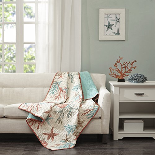 Pebble Beach Couverture Matelassée en Coton Surdimensionnée Corail 50x70 Pouces