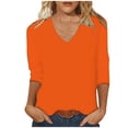 thumbnail image 3 of WRKEKC Chemises à Manches Longues pour Femmes, Hauts à Manches Longues pour Femmes, Haut/chemise à Col Rond à Manches Trois-Quarts Ample et Décontracté Uni pour Femmes, 3 of 6