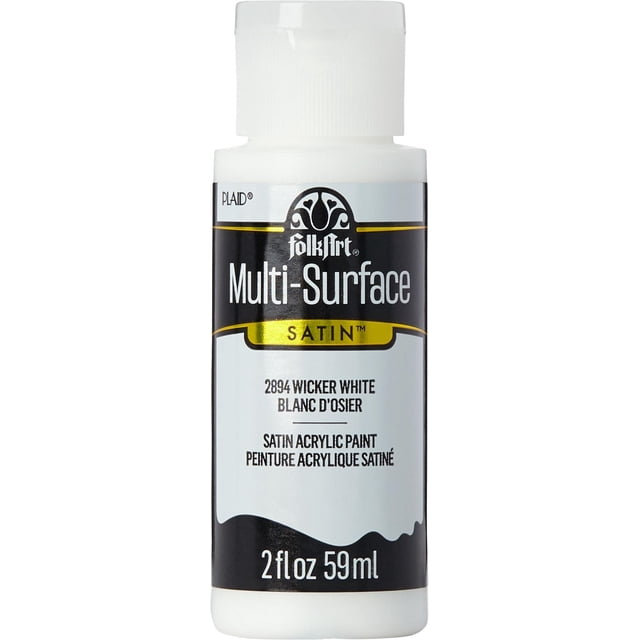 FolkArt Peinture Acrylique Satinée Multi-Surfaces Bouteille de 2 fl oz en Blanc Osier avec Fini Satiné, Idéale pour l'Artisanat sur Bois, Toile, Verre, Tissu et Céramique.
