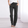 thumbnail image 2 of Women Pants Casual Yoga Straight Leg Comfy Drawstring Lounge Running Long Active Sweat Plus Size Cargo Trousers, 2 of 3