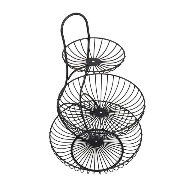 2/ Modern Fruit Basket Stand Metal Wire Vegetable Holder Rack Countertop Black 3 Tier