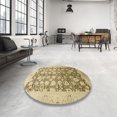 thumbnail image 3 of Ahgly Company Tapis d'Intérieur Ronds Abstraits Brun Clair de Style Oriental, 4 Pieds Rond, 3 of 6