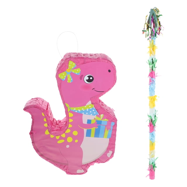 1 Set Cartoon Dinosaur Shaped Pinata with Tassel Stick Candy Filled Pinata Party Prop