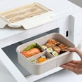 thumbnail image 4 of Lunch Boxes with 3 Compartments and Utensils Lunch Box for Men Work, Plastic Bento Box Adult Bento Box for Kid Snacks Containers Bento Box Meal Prep Containers, Beige 3-1200ml, 4 of 6