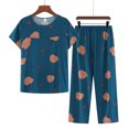 thumbnail image 1 of Weiqiqre Ensembles de Pyjama pour Femmes 2 Pcs Tenues en Lin Manches Courtes Imprimé Floral Ensembles de Détente Col Ras du Cou Complets d'Été, 1 of 3