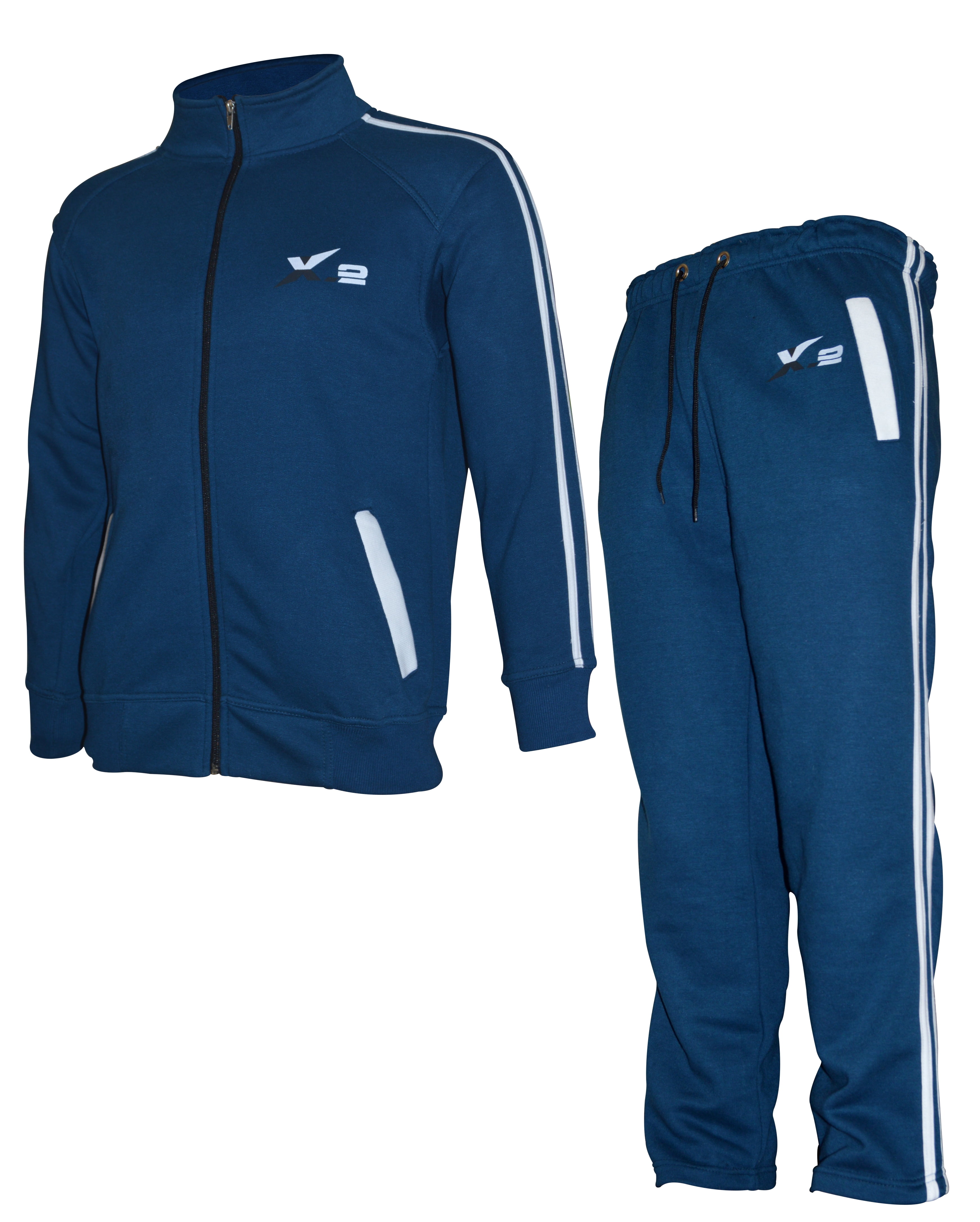 X-2 Mens Athletic Full Zip Fleece Tracksuit Jogging Sweatsuit Activewear