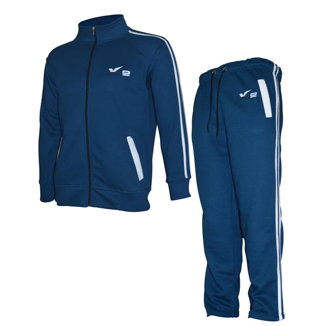 X-2 Mens Athletic Full Zip Fleece Tracksuit Jogging Sweatsuit Activewear