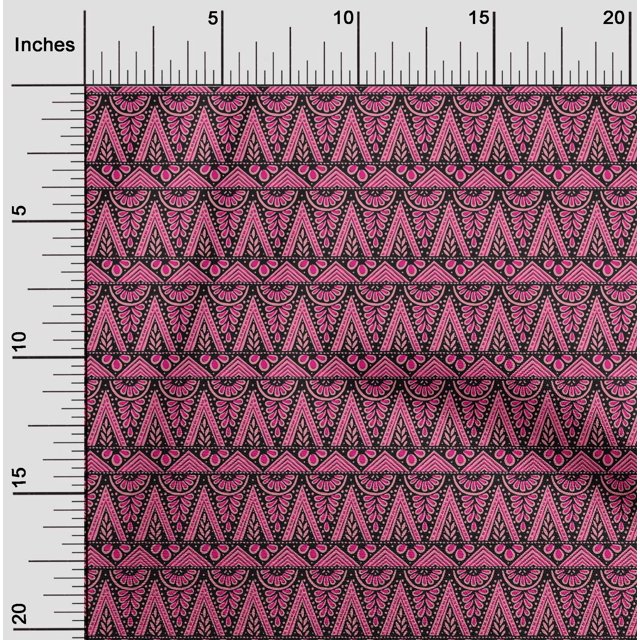 oneOone Silk Tabby Fabric Geometric & Floral Block Printed Fabric 1 Yard 42 Inch Wide