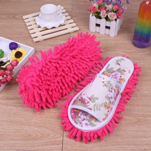 Wuztai Microfiber Mop Slippers, Washable Separable Cleaning Pad House Slippers, High Absorptive Soft Thick Mop Socks for Bedroom Floor Cleaning