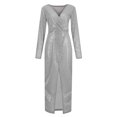 thumbnail image 4 of Mikilon Robe de Fête Élégante à Sequins pour Femmes, Col en V Profond, Manches Longues, Sac, Moulante, 4 of 8