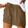 thumbnail image 2 of Pisexur Womens Shorts Solid Color Elastic Waist Shorts Summer Casual Adjustable Drawstring Shorts Quick Dry Gym Yoga Workout Shorts Comfy Loose Linen Shorts Plus Size Shorts with Pockets S-5XL, 2 of 7