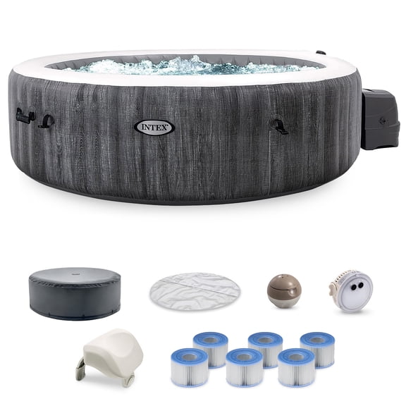 Intex PureSpa Plus Spa à Jets à Bulles Gonflable et Filtres de Rechange (Lot de 8)