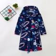 thumbnail image 2 of Splozh Bathrobes Childrens Flannel Robe Cartoon Print Home Fleece Bathrobe for Boys and Girls with Pockets Navy,7-8 Years, 2 of 6