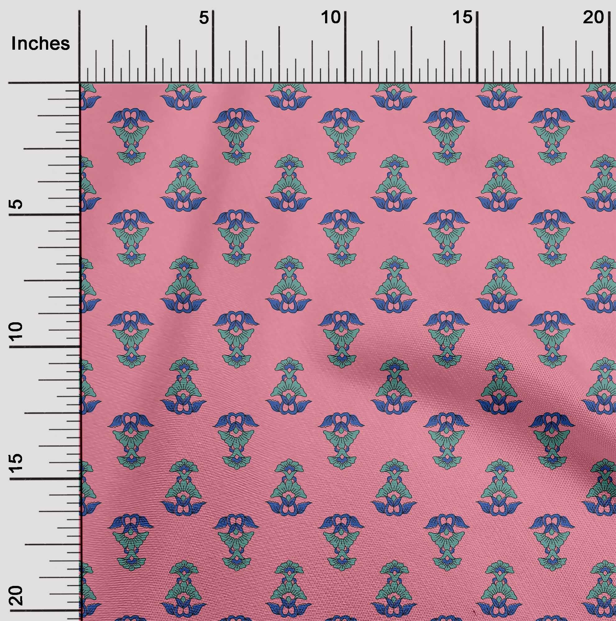 oneOone Viscose Jersey Fabric Leaves & Floral Block Print Fabric By Yard 60 Inch Wide